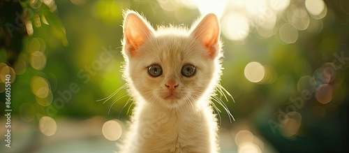Adorable white cat. with co...