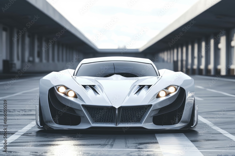 Fototapeta premium Sports Car Front. Fast, Luxurious, and Speedy Vehicle Racing on the Track