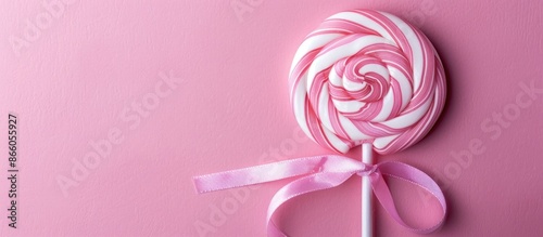 Pink round lollipop with a ...