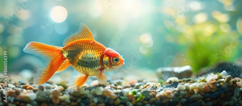 Aquarium with a goldfish sw...