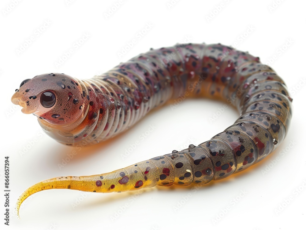 A long, thin, yellow and brown creature with black spots A long, thin, yellow and brown creature with black spots