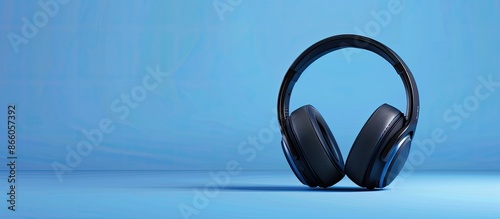 Black headphones displayed ...