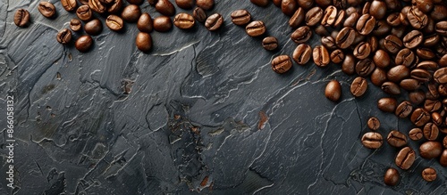 Coffee beans arranged on a ...