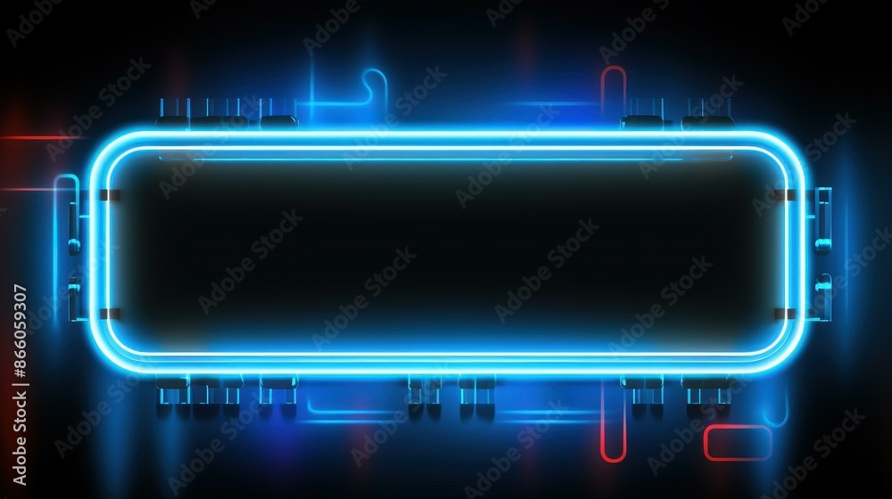 Vibrant blue neon frame for web banners with space for text, x scale ratio, ideal for project thumbnails, standout design. Vibrant blue neon frame for web banners with space for text, x scale ratio, ideal for project thumbnails, standout design.
