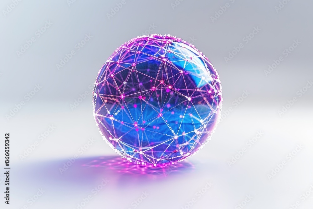 A purple sphere with a blue center and pink lines radiating out from it A purple sphere with a blue center and pink lines radiating out from it