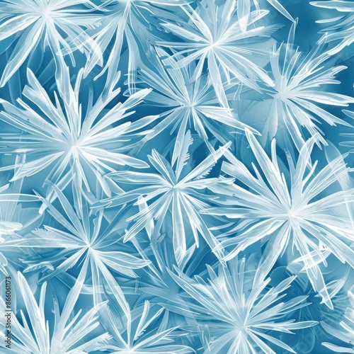 Minimal seamless pattern featuring ice crystals. The delicate, intricate lines and cool tones create a refreshing, elegant look for winter-themed designs.