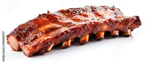 Smoked BBQ pork ribs, slice...