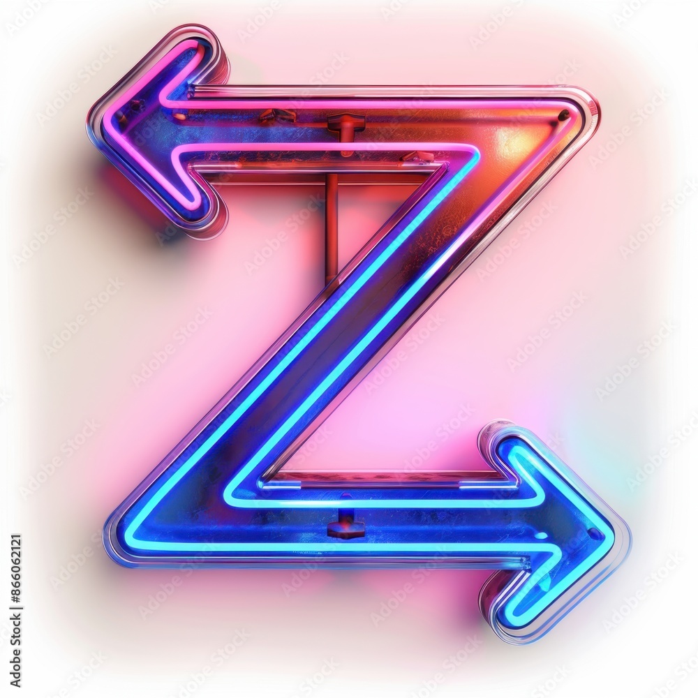 Bright neon arrow with a minimal design on a clean white background, perfect for a contemporary, futuristic aesthetic. Bright neon arrow with a minimal design on a clean white background, perfect for a contemporary, futuristic aesthetic.