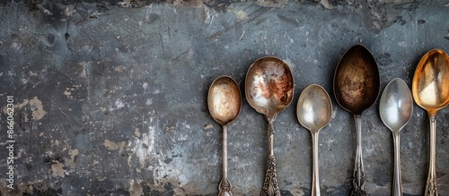 Vintage spoons displayed on...