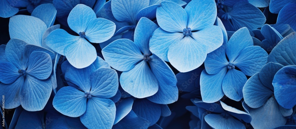 Toned close-up of stunning blue hydrangea petals with a copy space image. Toned close-up of stunning blue hydrangea petals with a copy space image.