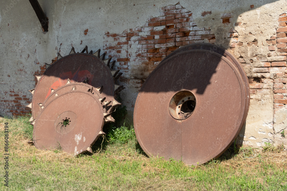 Wheels tractor rice paddy field