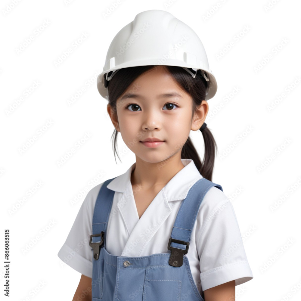 Portrait of an Asian little worker kid posing on Isolated transparent background png. generated with AI Portrait of an Asian little worker kid posing on Isolated transparent background png. generated with AI