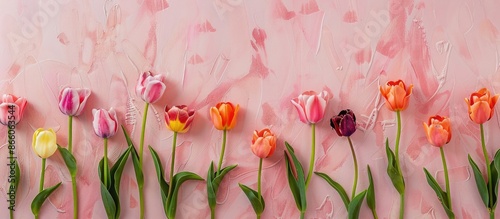 Spring-themed tulips in var...