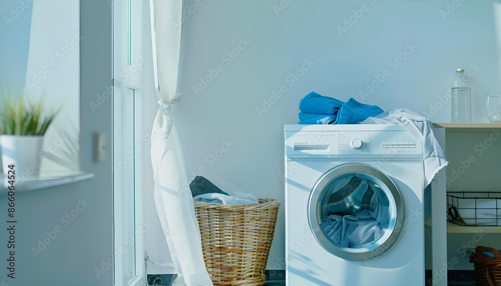 Laundry in washing machine indoors Laundry in washing machine indoors