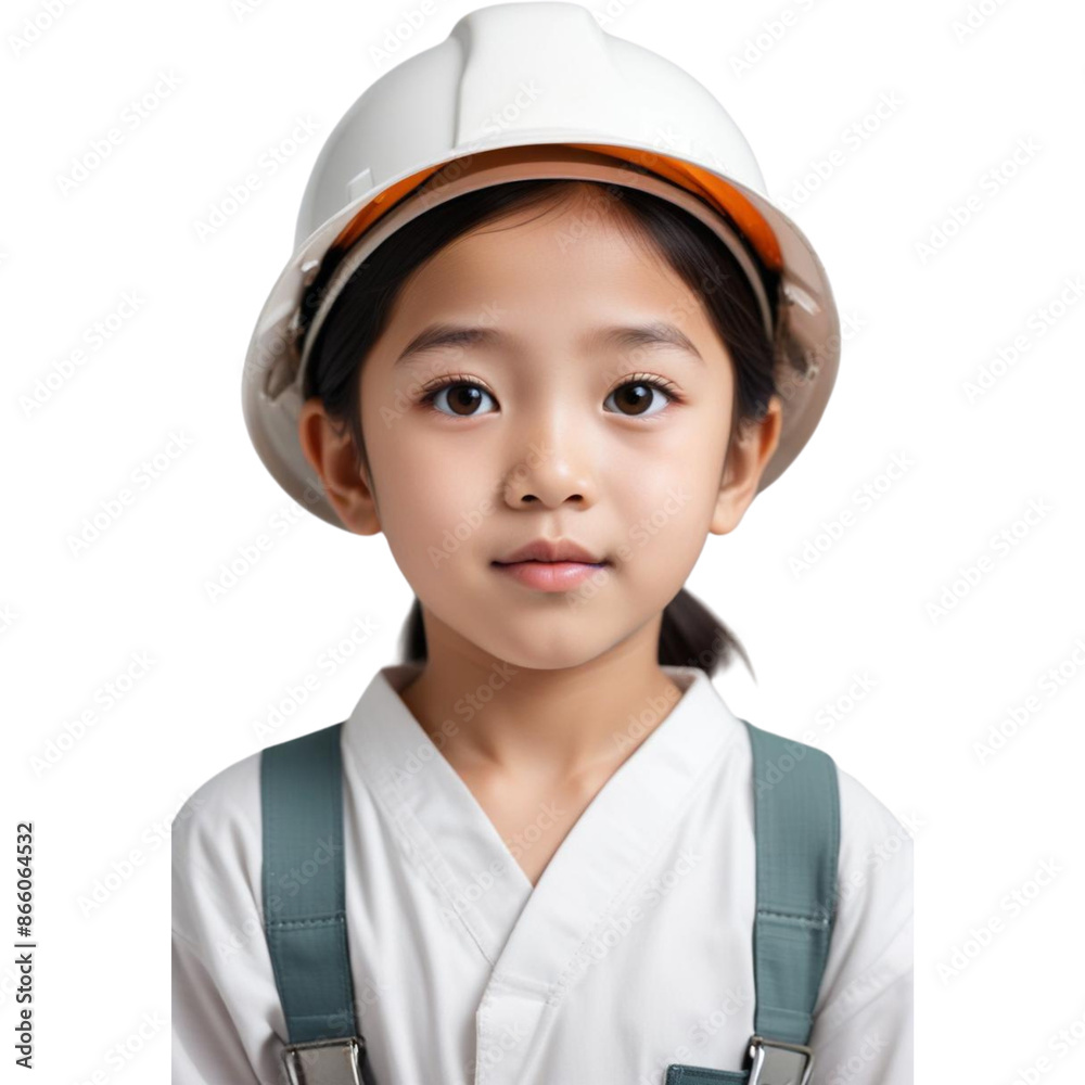 Portrait of an Asian little worker kid posing on Isolated transparent background png. generated with AI Portrait of an Asian little worker kid posing on Isolated transparent background png. generated with AI