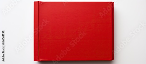 A red book displayed on a w...