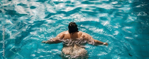Overweight person swimming ...