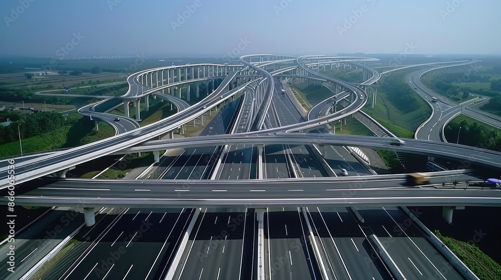 Obraz premium Multi line high way bridge crossroads Generative AI