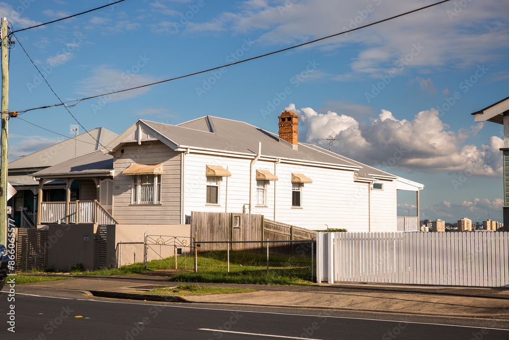 old white painted house in the sun in Paddington old white painted house in the sun in Paddington