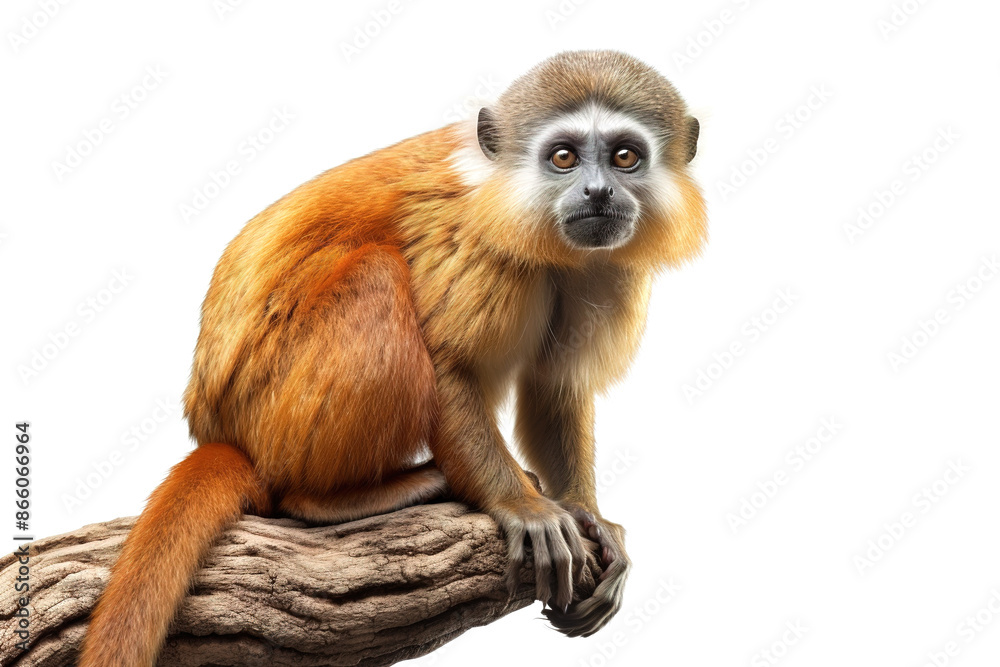 Madidi titi monkey on a white background. Wildlife Animals. Illustration, Generative AI.