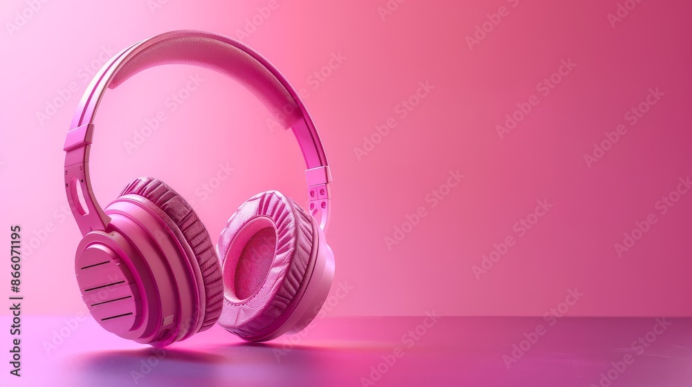 Pink Headphones on a Pink Background Pink Headphones on a Pink Background