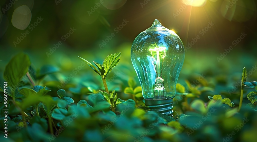 light bulb on green background