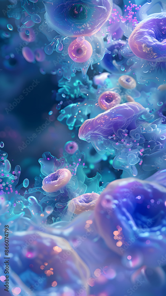 3d rendering of Human cell or Embryonic stem cell microscope background. 3d rendering of Human cell or Embryonic stem cell microscope background.