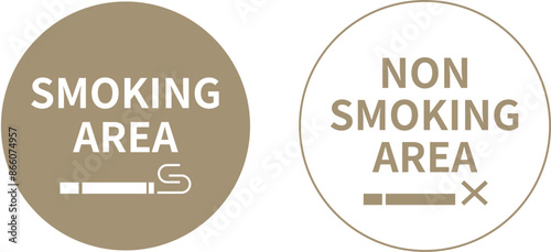 English smoking and non-smoking area icons.