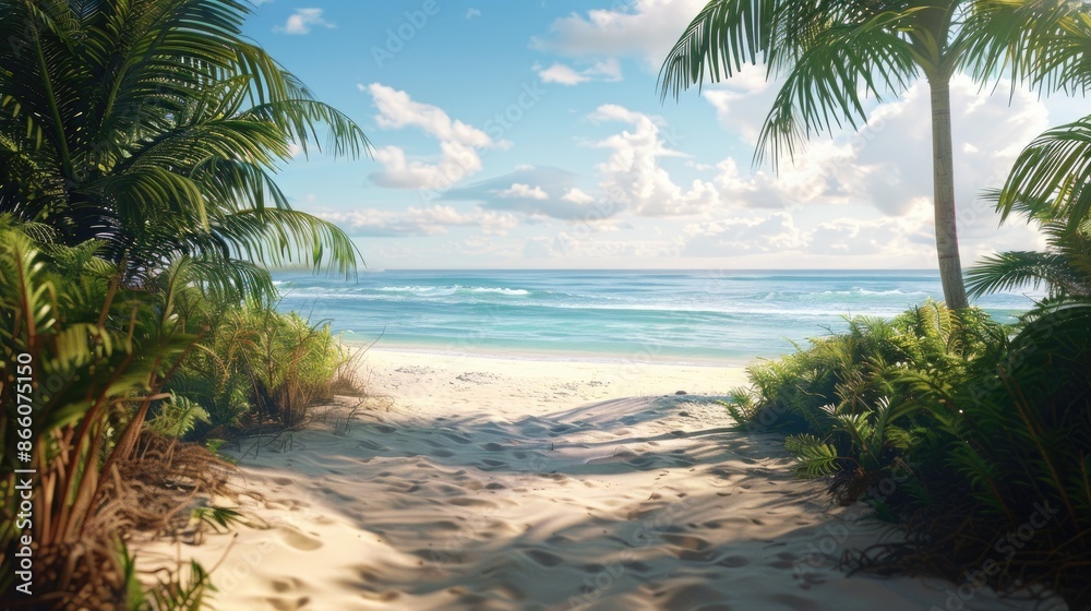 Obraz premium Tropical beach vacation with mark