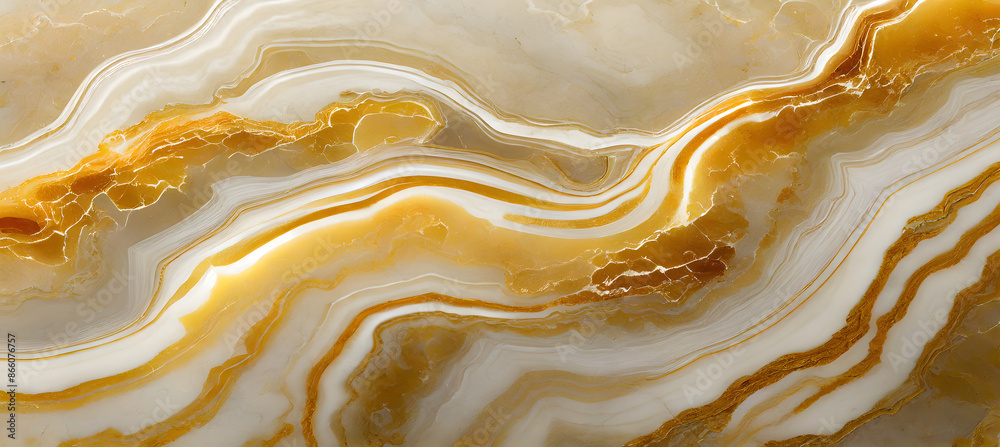 Obraz premium Golden Honey Onyx Veins background marble. Generative AI.