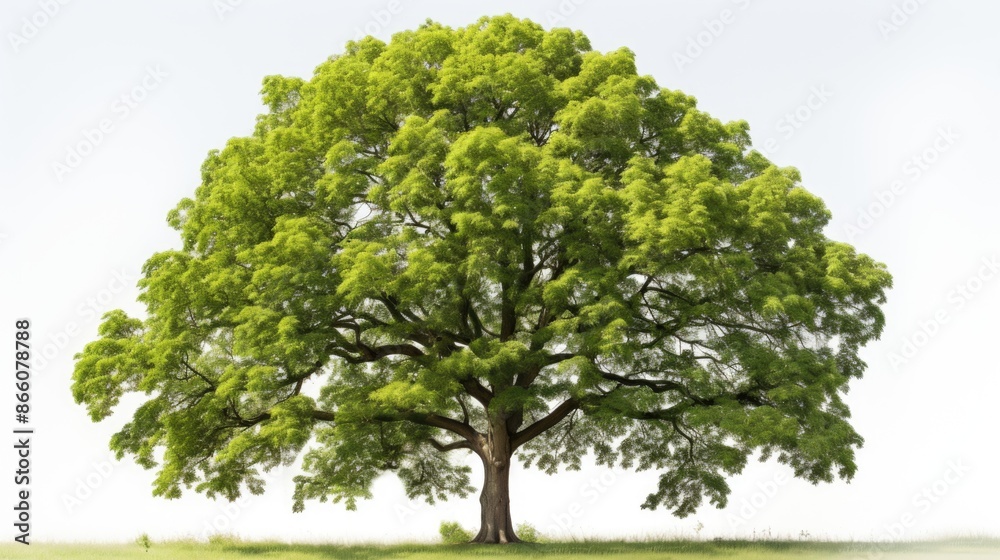 Majestic Ash Tree Close-up - Realistic Photography of Grand Tree with Broad Canopy and Distinct Leaves on White Background Majestic Ash Tree Close-up - Realistic Photography of Grand Tree with Broad Canopy and Distinct Leaves on White Background