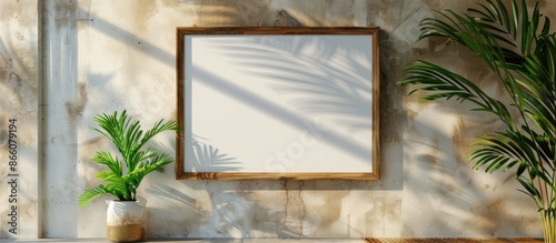 Obraz na płótnie Wooden frame mockup with space for a photo, painting, or print presentation, offering a blank area for customizing. Copy space image. Place for adding text and design w salonie