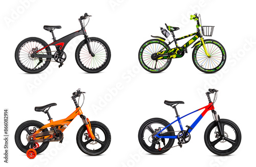 children's bicycles isolated on white background