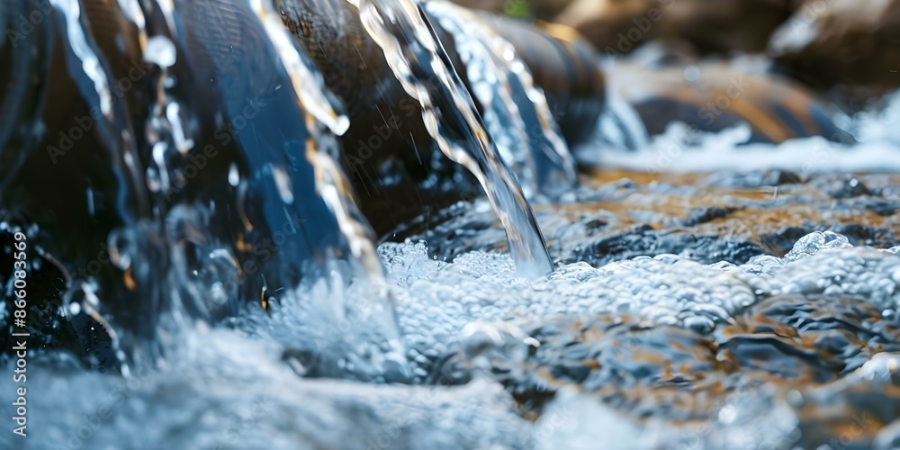 Industrial Sewage Leak Pollutes River, Resulting in Ecological Damage. Concept Eco Disaster, Water Pollution, Environmental Impact, Industrial Negligence, River Contamination Industrial Sewage Leak Pollutes River, Resulting in Ecological Damage. Concept Eco Disaster, Water Pollution, Environmental Impact, Industrial Negligence, River Contamination