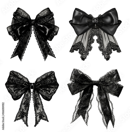 lace black ribbon on an isolated set