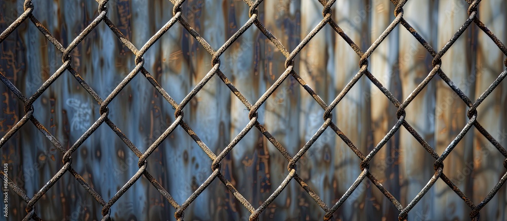Fototapeta premium Texture of a metallic fence, suitable for a copy space image.