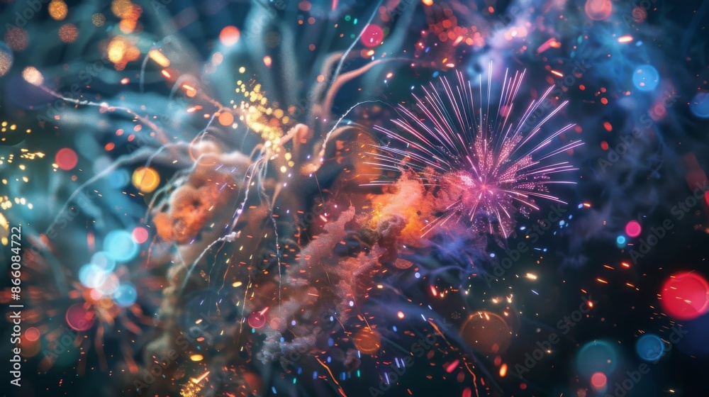 Happy New Year With Glitter And Fireworks Happy New Year With Glitter And Fireworks