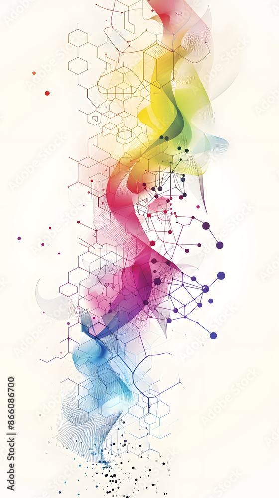 Fototapeta premium Abstract molecules background. Molecular structures or chemical engineering, genetic research, innovation technology. Scientific, technical or medical concept.