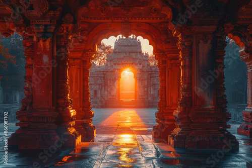 Peaceful Temple Archway Morning