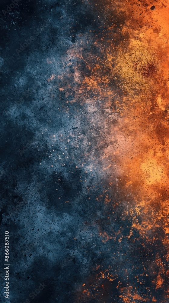 Dark wallpaper Dark blue orange grainy gradient astronomy universe.