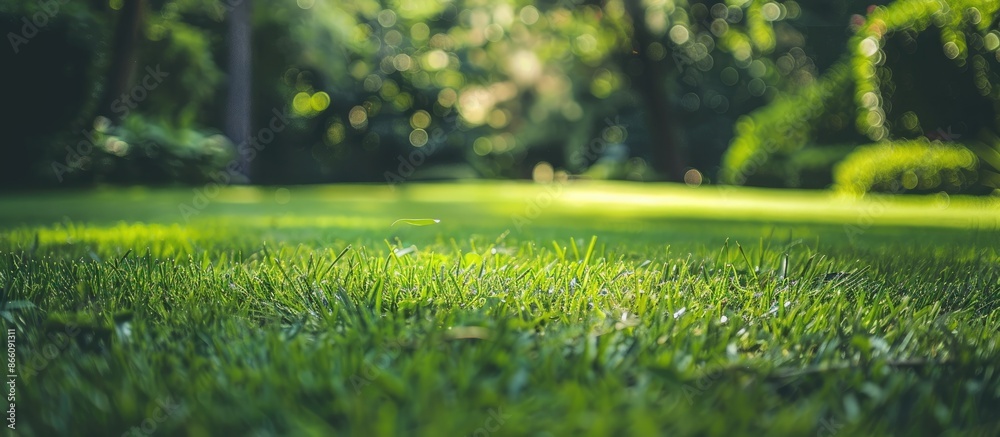 Fototapeta premium Lush lawn as a background setting in a copy space image.