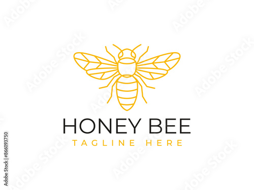 bee logo vector illustration. bee line art logo template