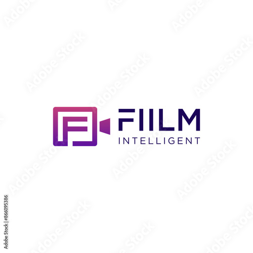 Film Intelligent Logo Design - Purple Gradient and White Letter F