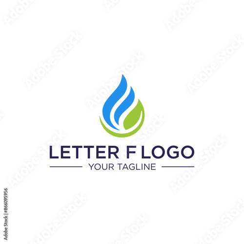 Letter F Logo Design with Blue and Green Color