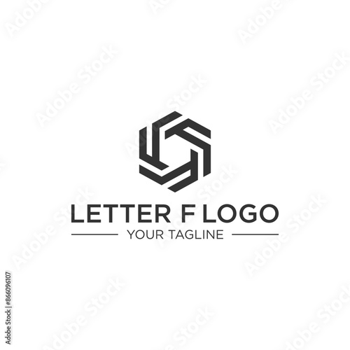 Letter F Logo Design with Hexagon Shape