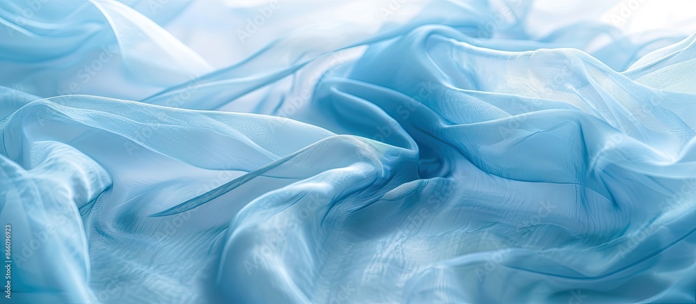 Obraz premium Blurry light blue chiffon or silk fabric for text on a copy space image.