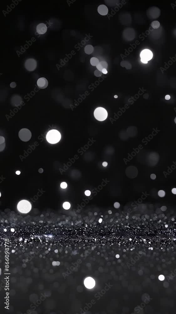 Black glitter with white bokeh lights, perfect for a backdrop or overlay Black glitter with white bokeh lights, perfect for a backdrop or overlay