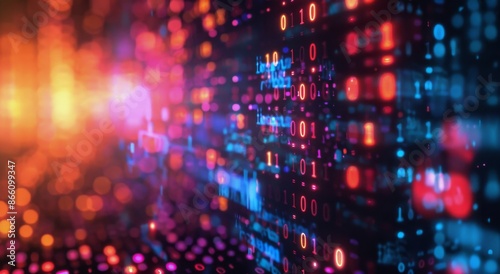 Wallpaper Mural Abstract Digital Binary Code Background With Red And Blue Lights Torontodigital.ca