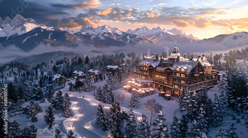 Mountain Majesty: Luxurious Ski Resort Experience Amidst Snowy Peaks