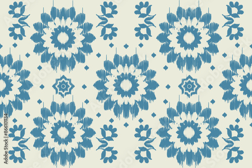 Ikat floral paisley embroidery seamless pattern on background. Ikat ethnic oriental pattern traditional. Aztec style abstract vector illustration. design for ikat fashion texture,fabric,clothing,wrap